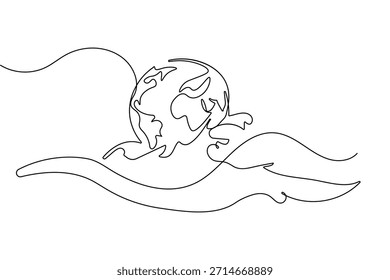 World water day continuous one line drawing minimalist outline vector illustration