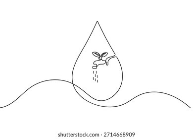 World water day continuous one line drawing minimalist outline vector illustration