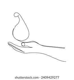 World water day continuous single line drawing and one line water droplets outline vector art illustration