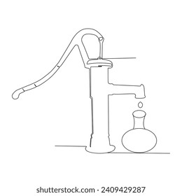 World water day continuous single line drawing and one line water droplets outline vector art illustration