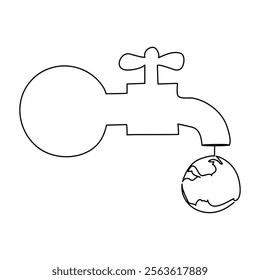 World Water Day continuous single line art and one line water drop outline vector illustration,