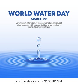 World water day design with realistic bounce water drop