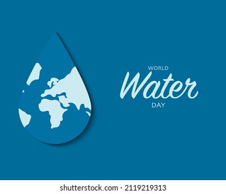 World Water Day With Water Drip And World Map