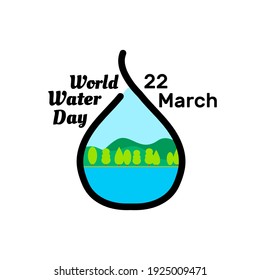 World water day with drop water about water use on white background. Vector illustration