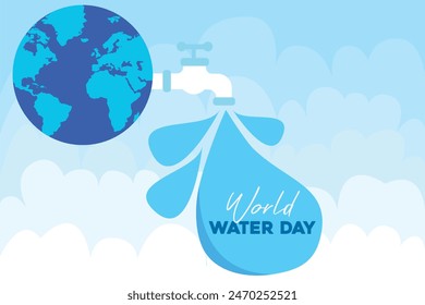 Día mundial del agua con la tierra y la nube icono