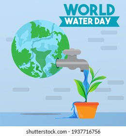 World water day earth planet water for leaves design good for element poster, banner campaign save our planet.