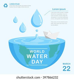 World water day. Ecology concept. Save water concept. Infographic water eco annual report template design. Concept vector illustration. Suitable for Greeting Card and Poster.