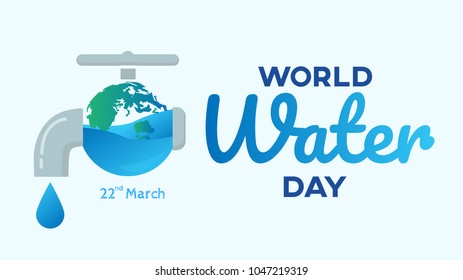 world water day with faucet  background  ,benner  , greeting card or poster for campaign save water