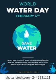 World water day flyer poster design. March 22th