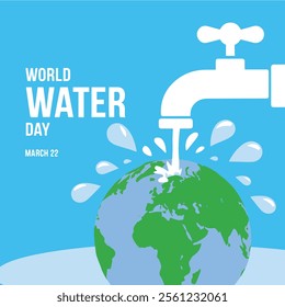 World Water Day greeting. Perfect for raising awareness about water conservation and promoting save-the-water events. Ideal for banners, posters, and environmental campaigns.






