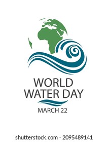 world water day greeting poster with earth and splash isolated on white background