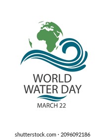 world water day greeting poster with earth and splash isolated on white background