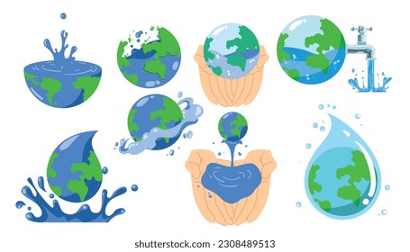 World water day hand drawn collection for your design