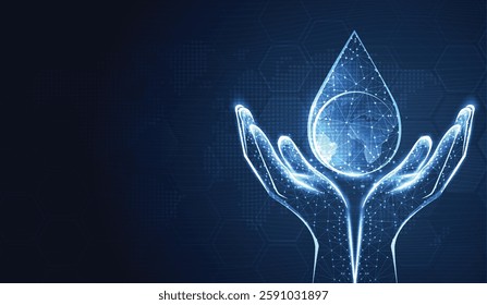 World Water Day. hands holding water drop. accelerating change and every drop matters. Saving water and world environmental protection concept. clean renewable energy. water for peace. vector design.