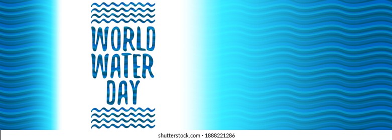 World water day horizontal banner design template. 22 march international water day concept horizontal vector illustration with text on blue water wave background.