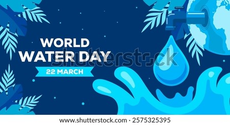 world water day horizontal banner illustration in flat style