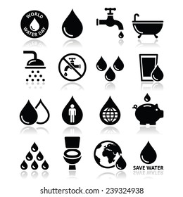 Iconos del Día Mundial del Agua - ecología, concepto verde 