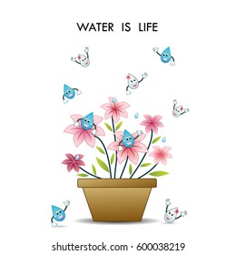 World water day illustration cartoon design.Water cartoon mascot character.World Water Day icon.Vector illustration