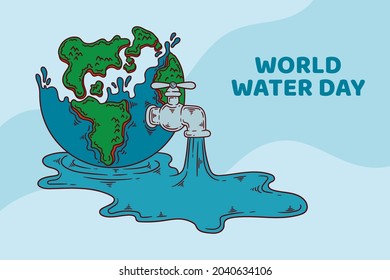world water day illustration design, world water day with hand drawn style template vector