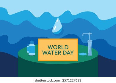 World water day illustration in flat design style.