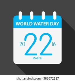 World water day illustration flat design blue calendar
