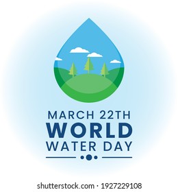 World water day illustration with nature and water drop