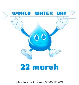 World water day illustration. Vector water drop. 