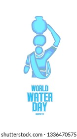 world water day - Indian woman carrying on water pot, Save water Design for World Water Day concept - Vector