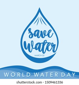 World Water Day letter with color blue. Letter World Water Day letter for element design. Vector illustration EPS.8 EPS.10