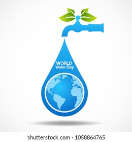world water day march 22, save water concept vector