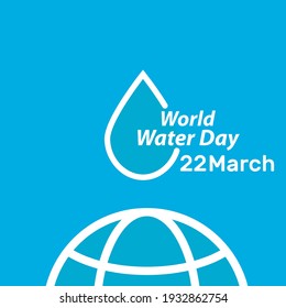 World water day march 22 with water drop logo and blue Background. Vector illustration