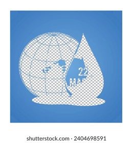 World Water Day. March 22nd. Save water vector illustration with globe earth. 