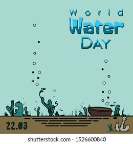 World Water Day with marine under water concept design