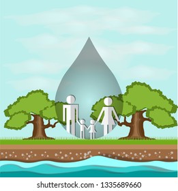 world water day, nature paper art 