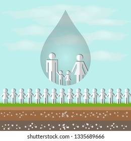 world water day, nature paper art 