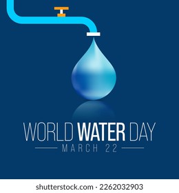 World Water day is observed every year on March 22, highlights the importance of freshwater. The day is used to advocate for the sustainable management of freshwater resources. Vector illustration.