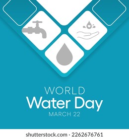World Water day is observed every year on March 22, highlights the importance of freshwater. The day is used to advocate for the sustainable management of freshwater resources. Vector illustration.
