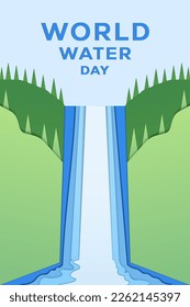 world water day paper cut style vertical banner poster illustration