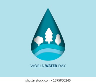 World Water Day Paper Style Vector