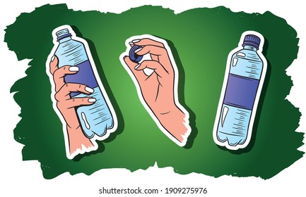 Día Mundial del Agua. Agua en una botella de plástico.