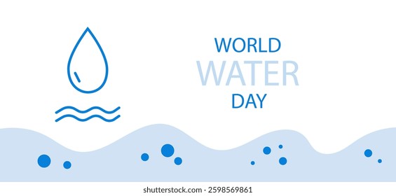 World water day poster or banner in simple linear style. Vector hand drawn illustration. line art.	
