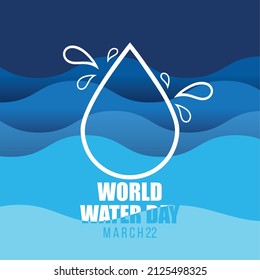 World water day poster drop of water outline Vector