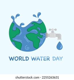 World water day poster. Save water web template, flyer, banner, greeting card. Planet Earth illustration.