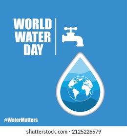 World water day poster water tap with drop of water Vector