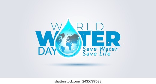 World water day promotional awareness Banner background. Water Saving, water conservation poster concept. Vector illustration.