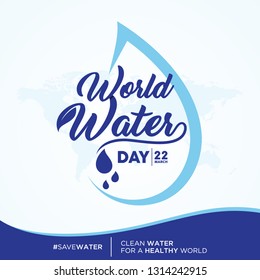 World Water Day quote letter on world map background. Letter World Water Day letter for element design. Vector illustration EPS.8 EPS.10