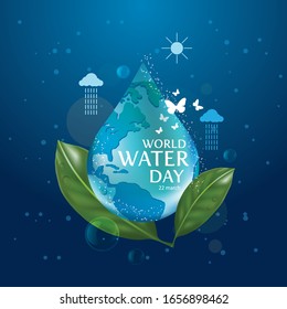 world water day , save the water Logo design template