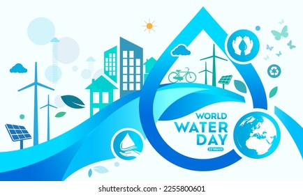 world water day , save the water Logo design template