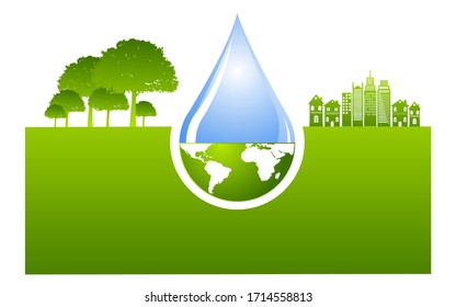 World Water Day.  Save Nature Stock Vector Concept