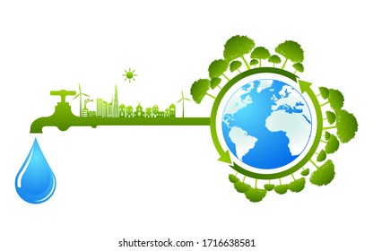 World Water Day Save Nature Concept Stock Vector